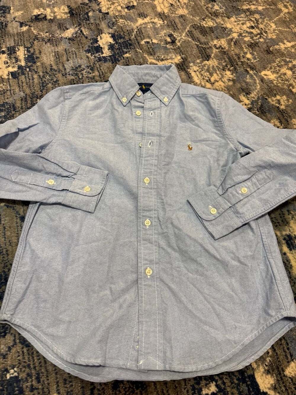 Ralph Lauren Button Down Shirt Size 7 Blue Oxford